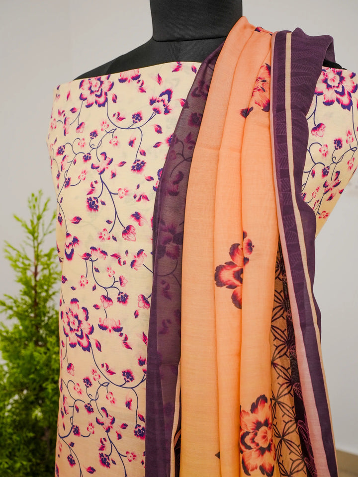 Ombre Floral 3 Pcs Kurta Set - Pink