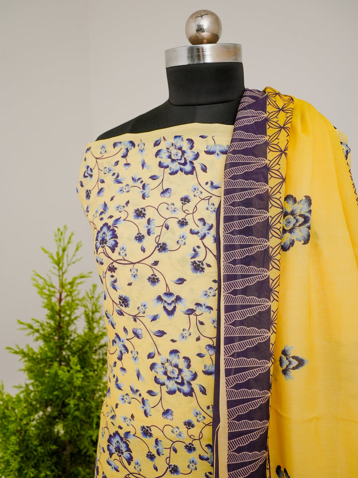 Ombre Floral 3 Pcs Kurta Set - Yellow