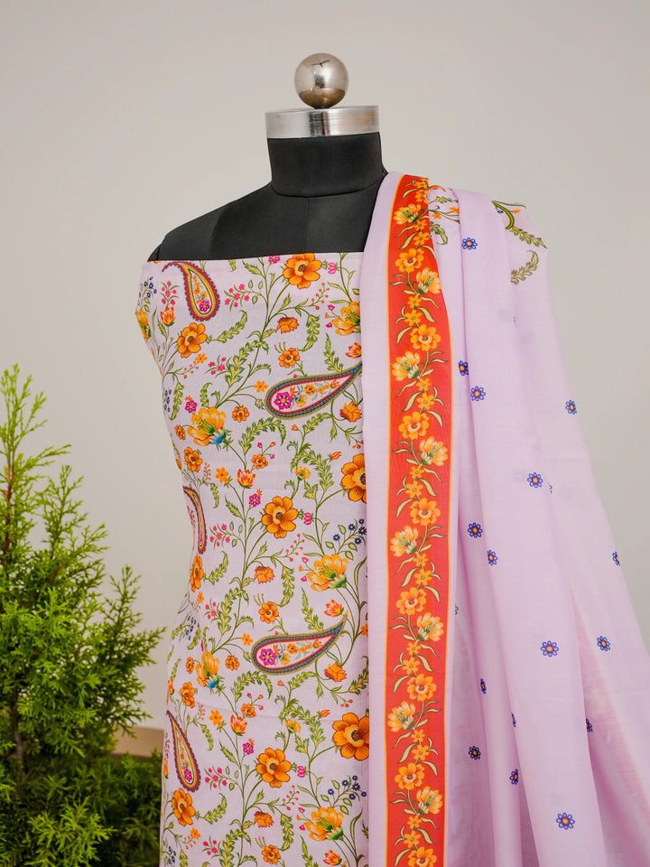 Mughal FLorals 3 Pcs Kurta Set - Pink