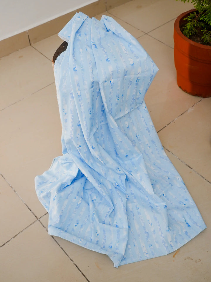 Abstract FLoral 3 Pcs Kurta Set - Blue