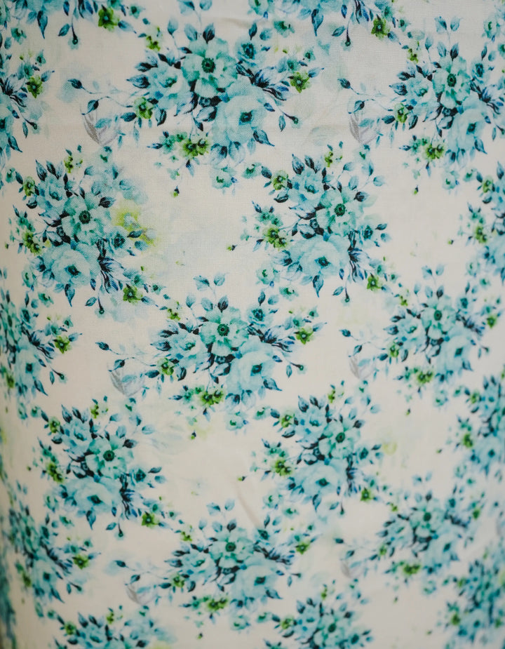 Minimal Florals 3 Pcs Kurta Set - Blue