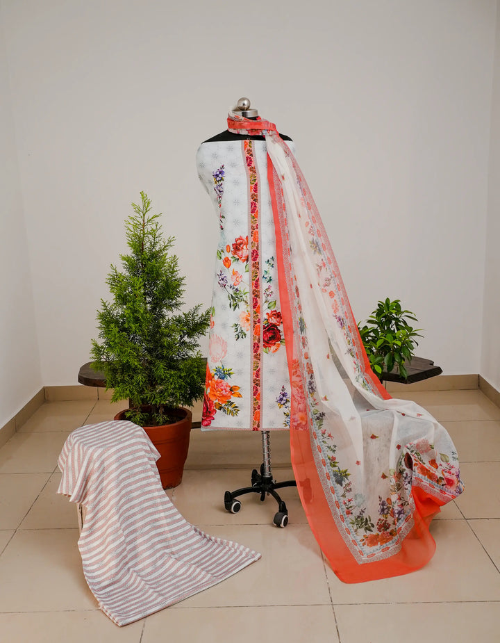 Costal FLower 3 Pcs Kurta Set