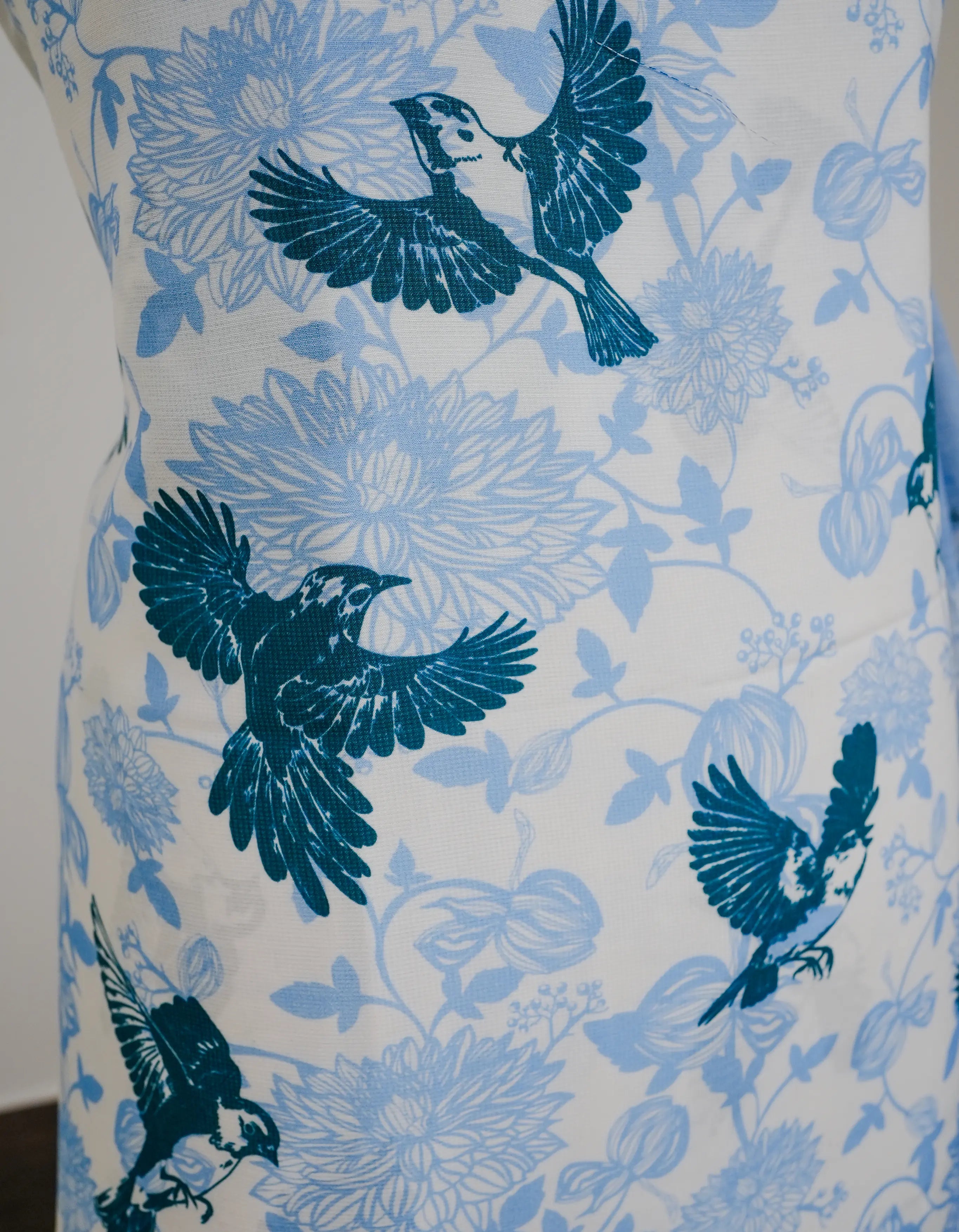 Bird with Flowers 3 Pcs Kurta Set - Blue