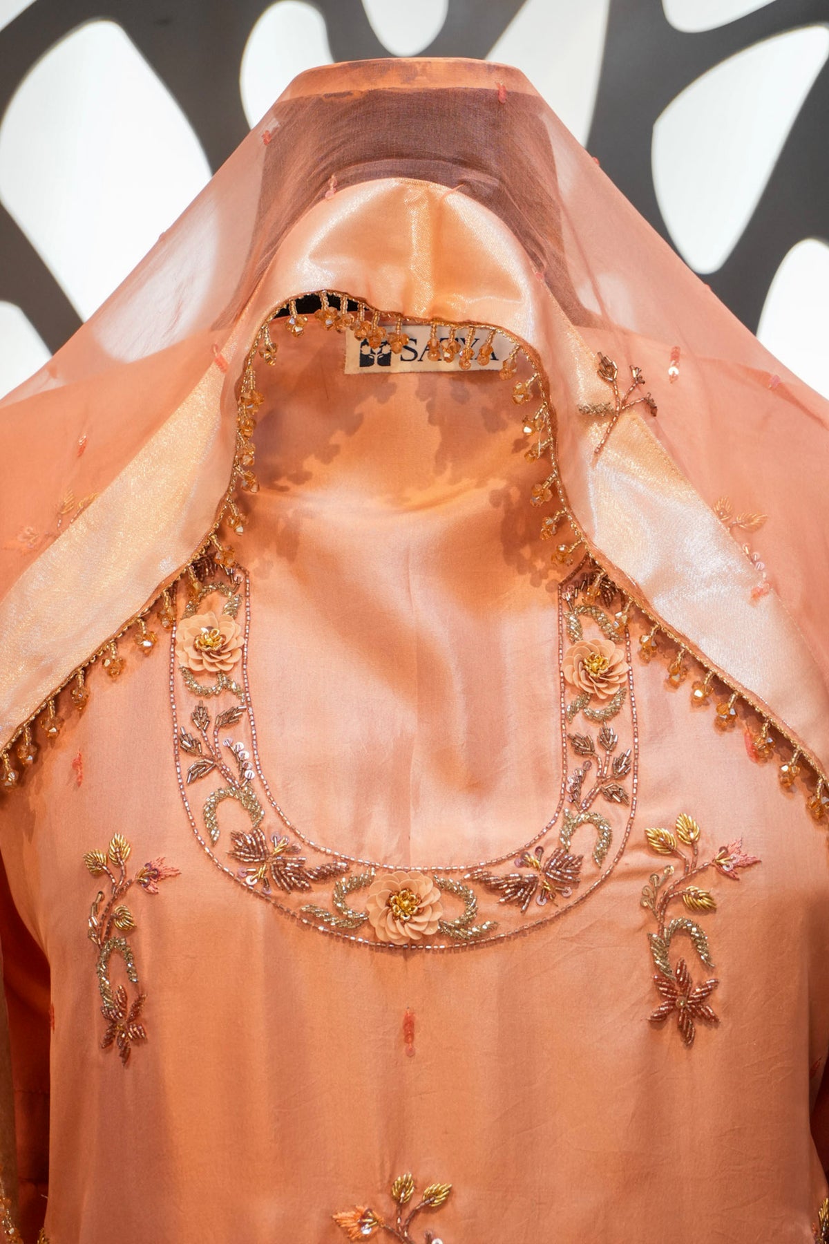 Dusty Rose & Gold 3D Floral Unstitched Three-Piece Set