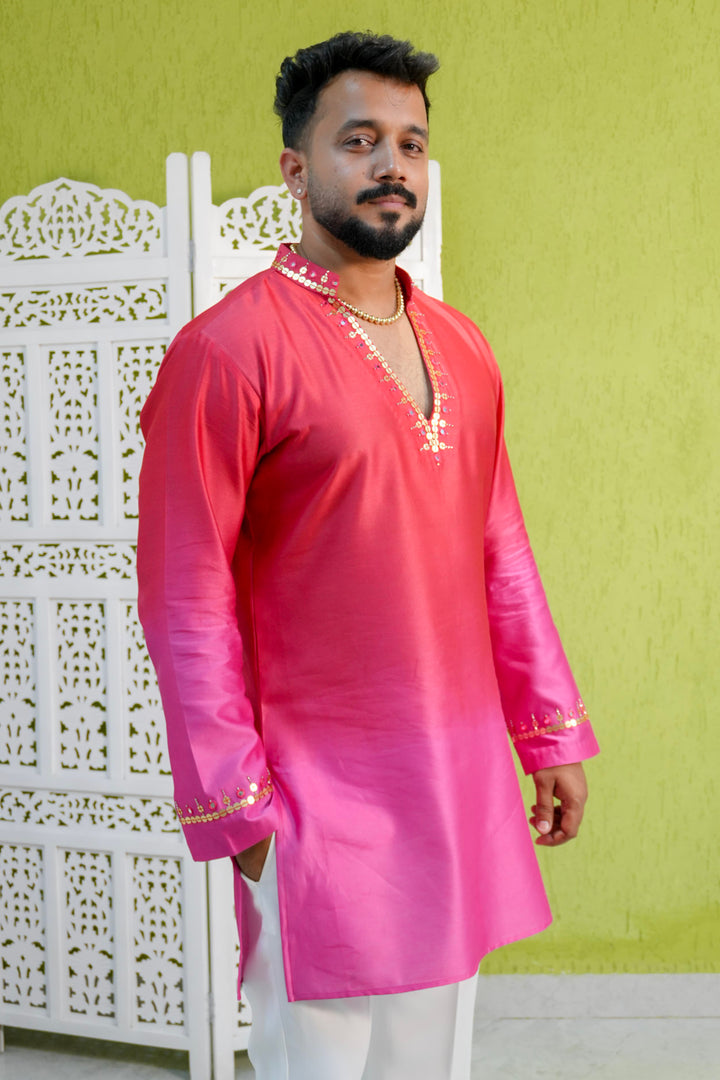 Ombré magenta pink kurta set