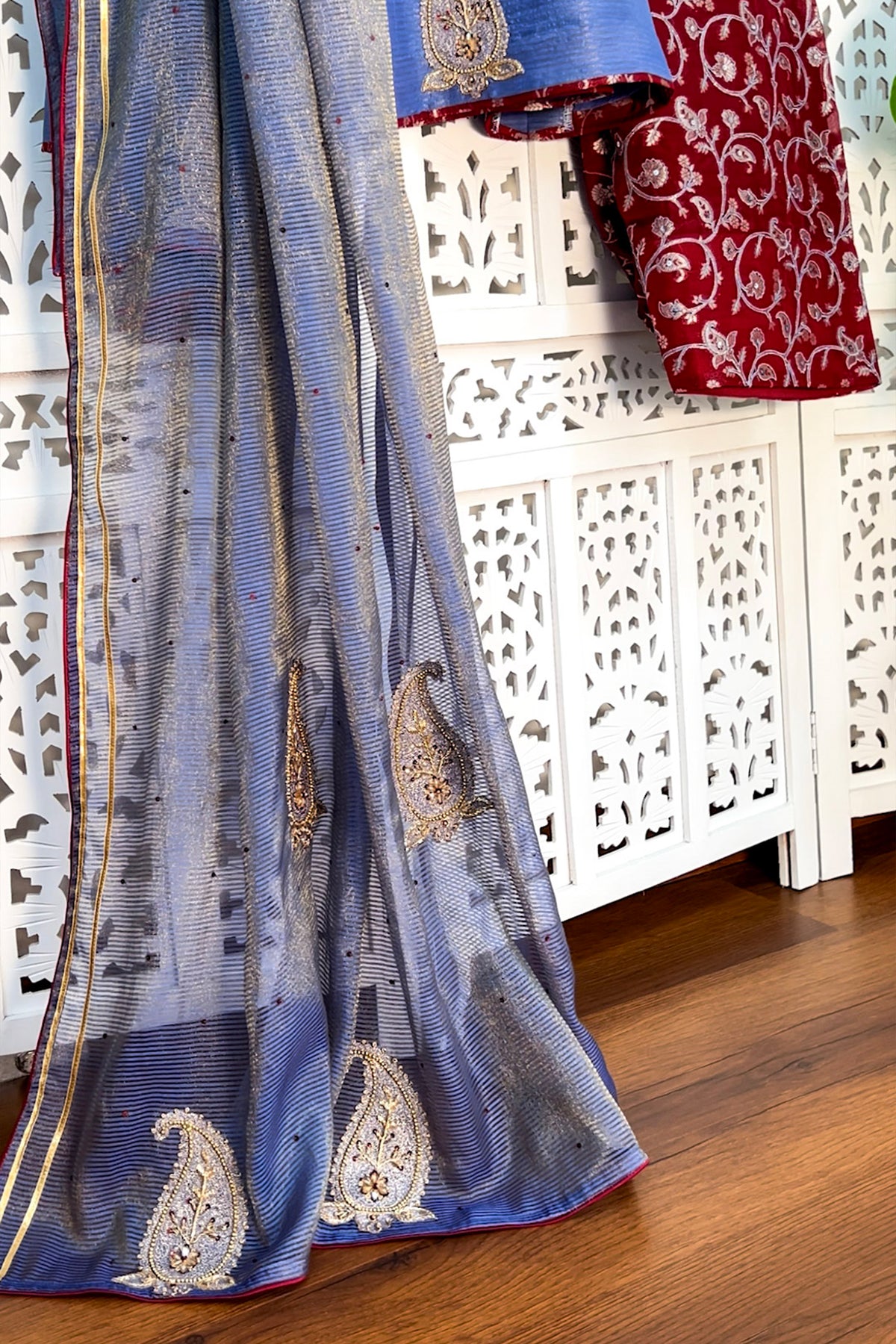 Slate Blue & Gold Paisley Three-Piece Set