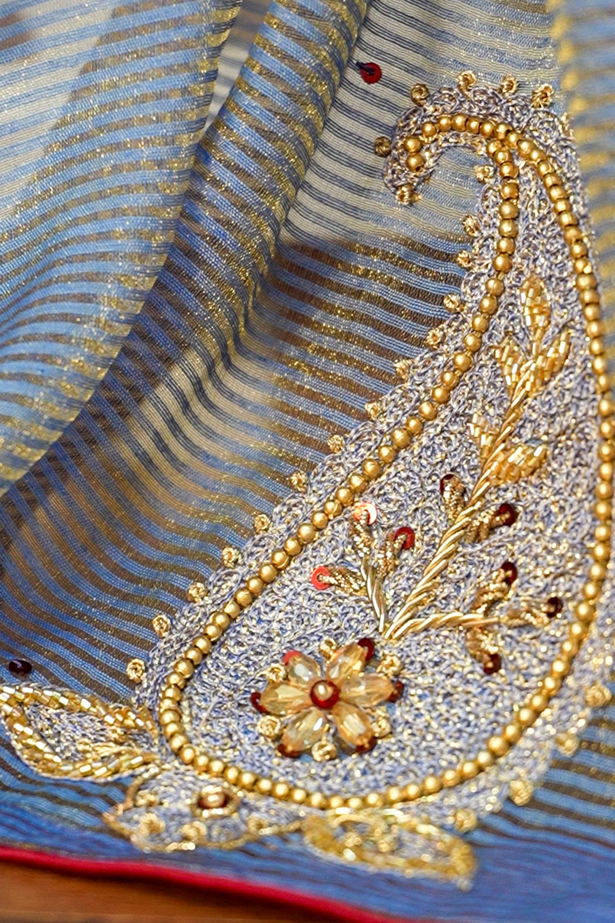 Slate Blue & Gold Paisley Three-Piece Set