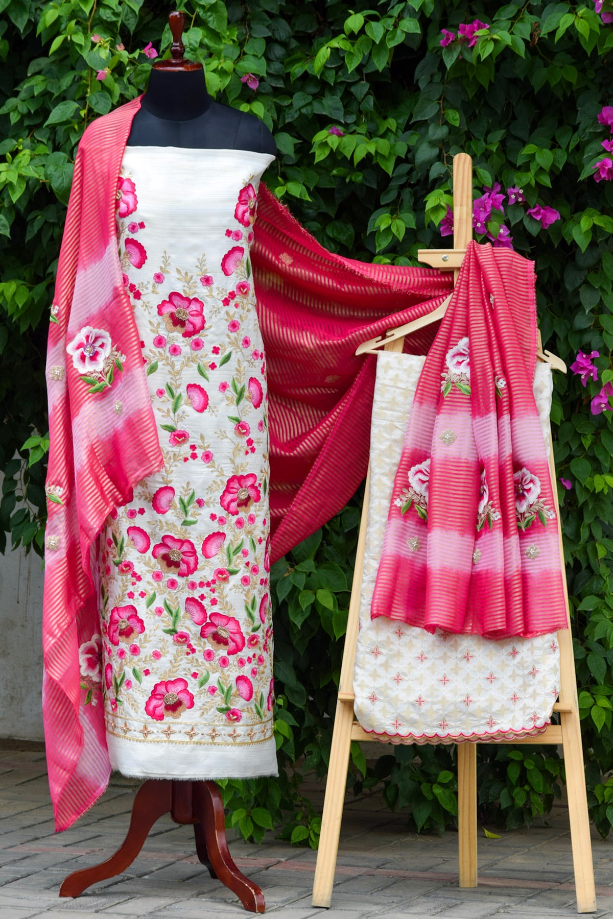 Phoolkari three-piece suit set