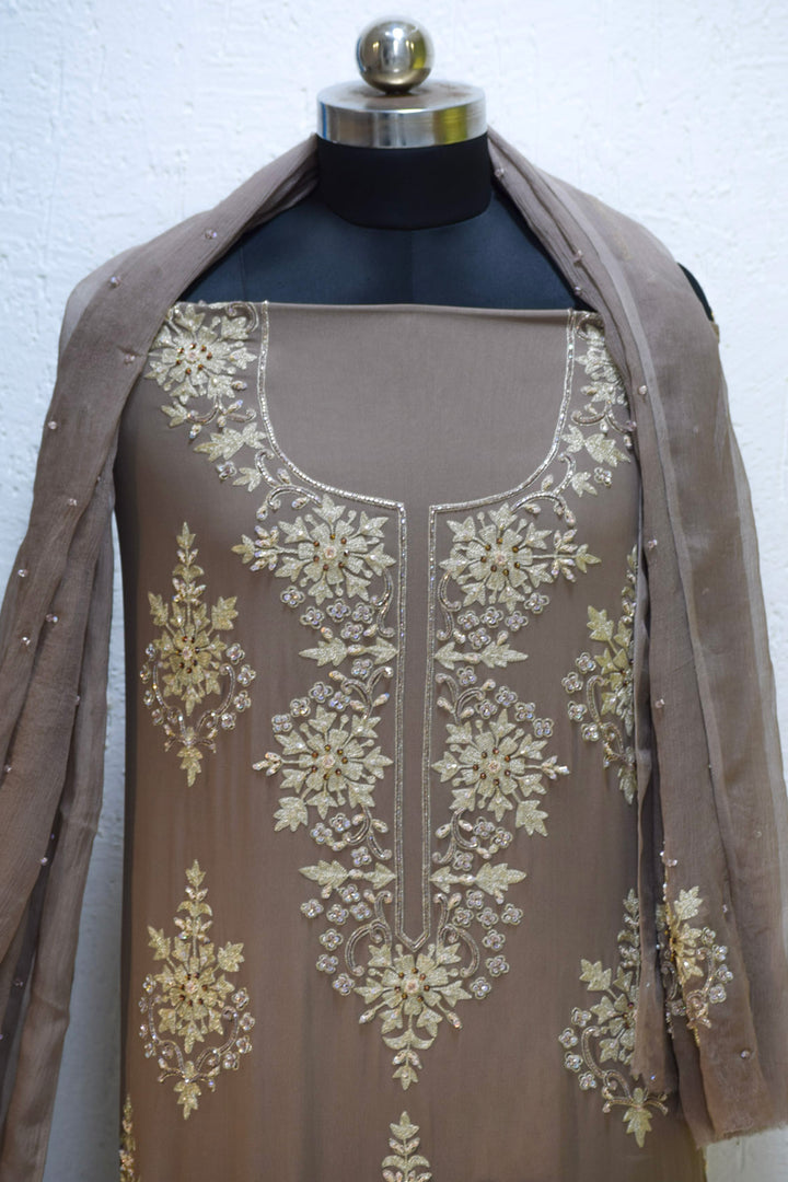 Mocha taupe Embroidered suits.