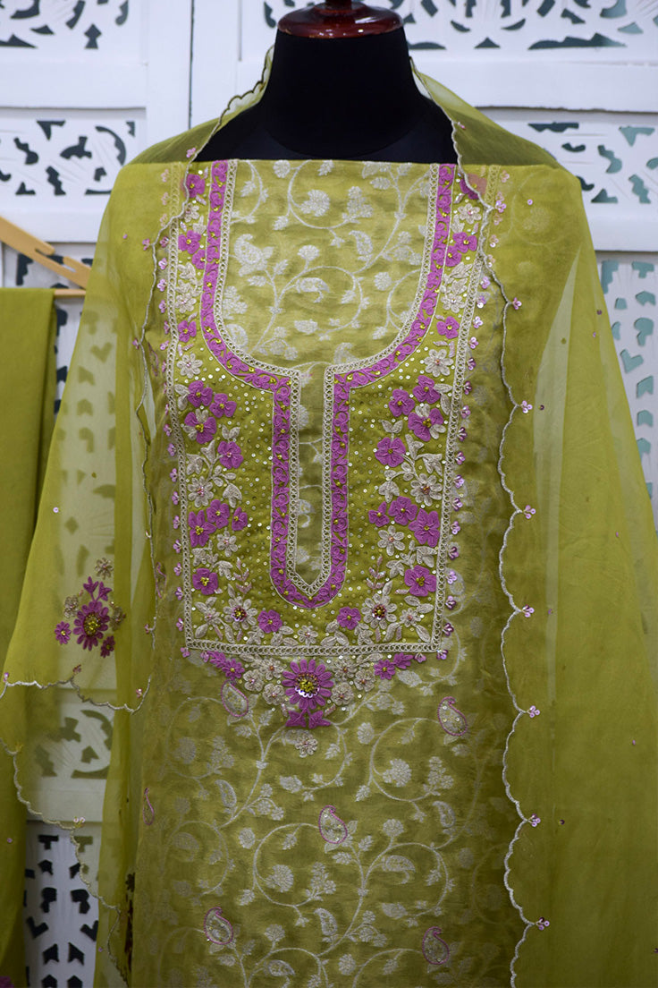 Banarasi Tissue three-piece Suit Set