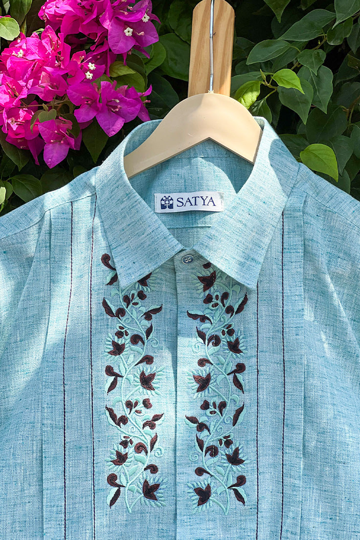 Cotton Shirt & Boot-Cut Pant Set for Kids