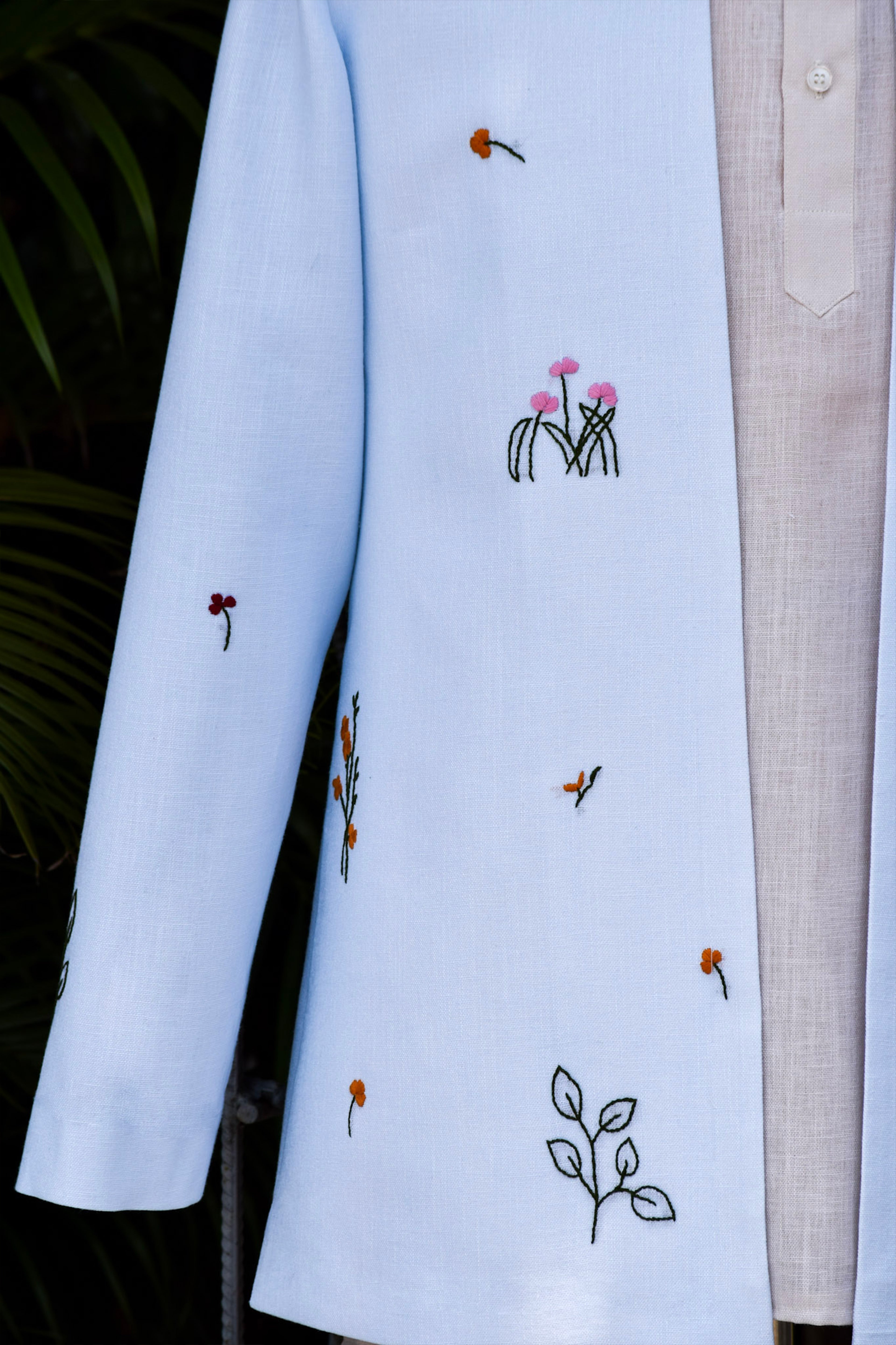 Powder blue jacket with kurta & Trouser