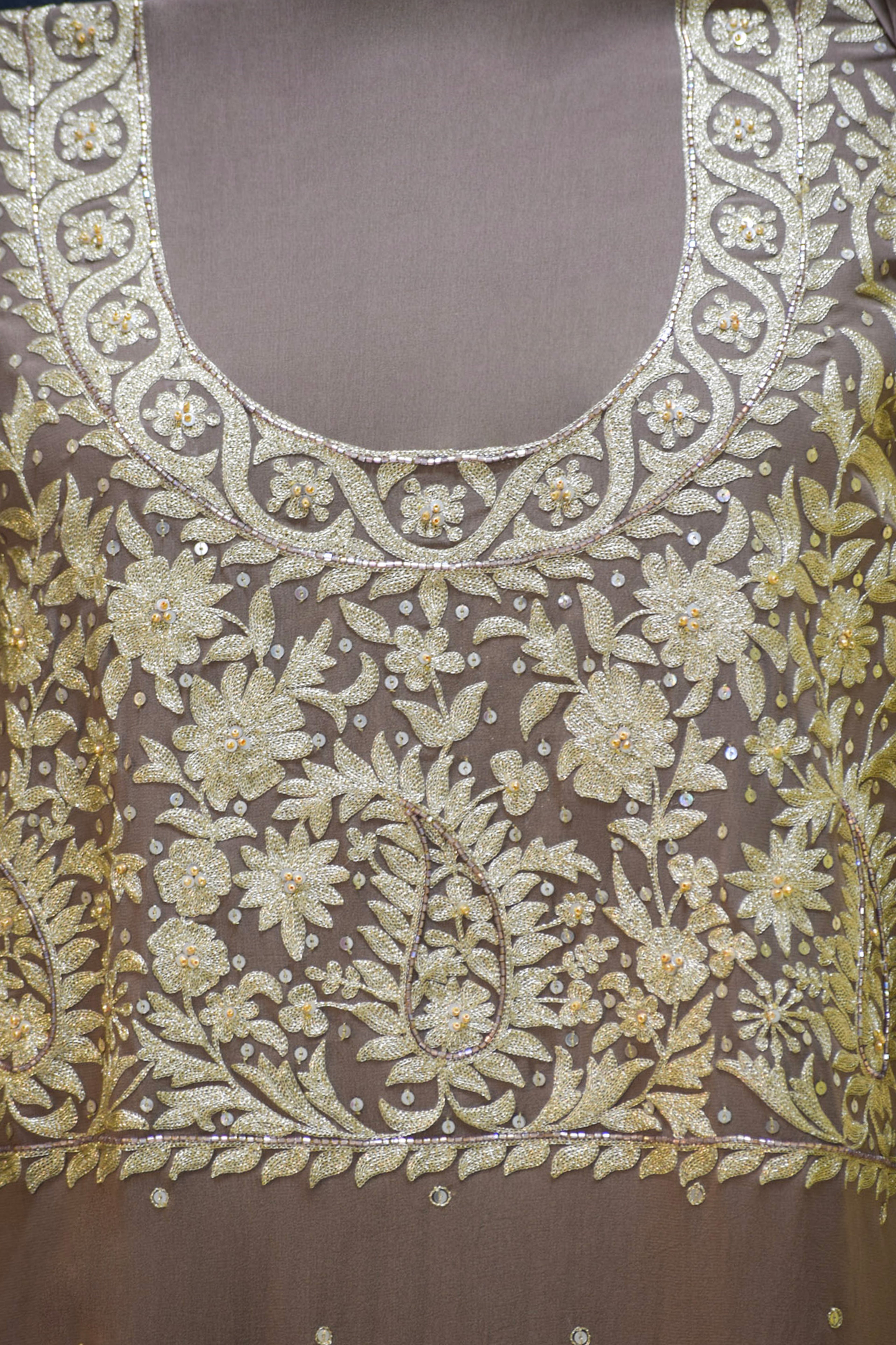 Mocha taupe Embroidered suits.