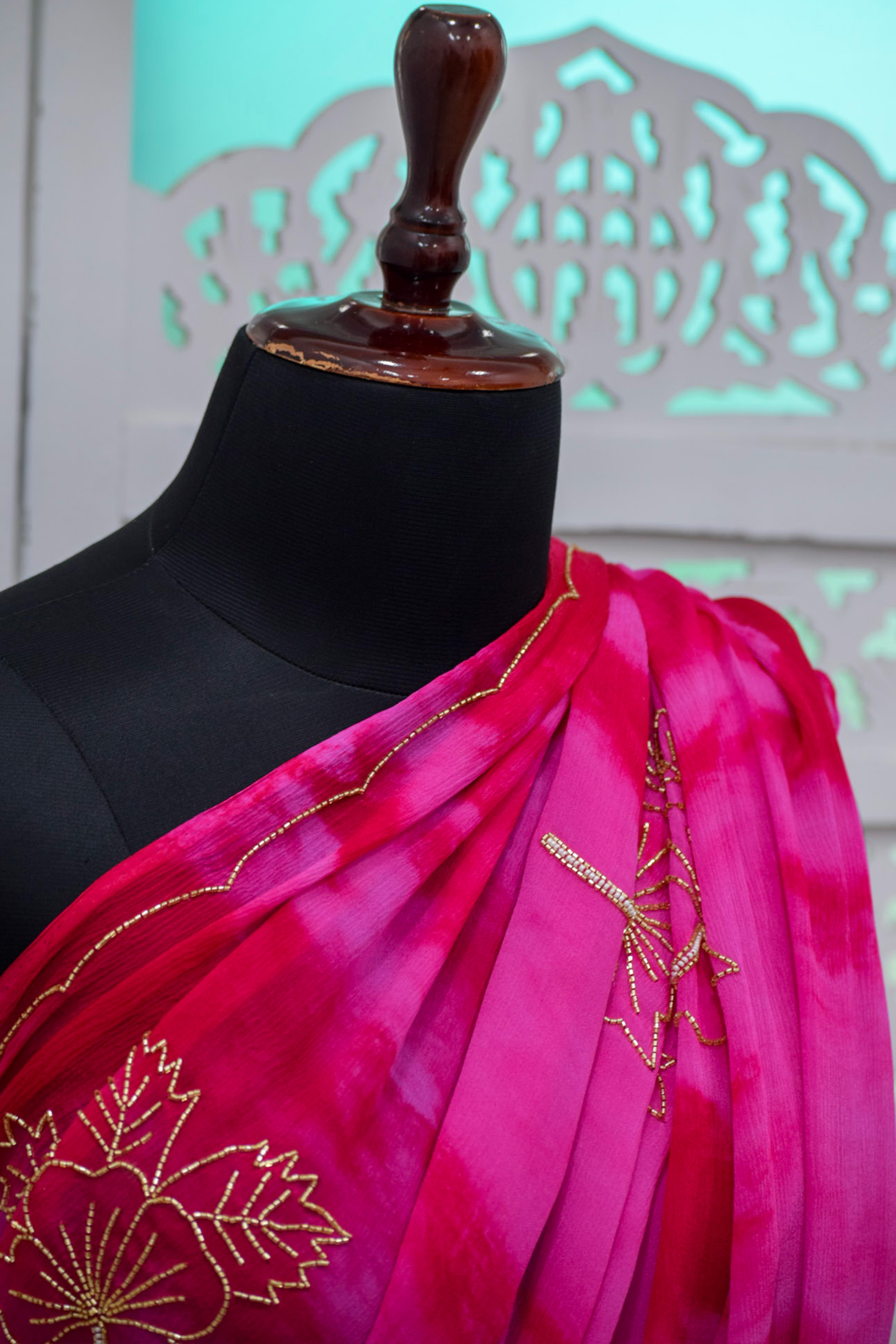 Aaranya Magenta-Crimson Tie-Dyed Saree