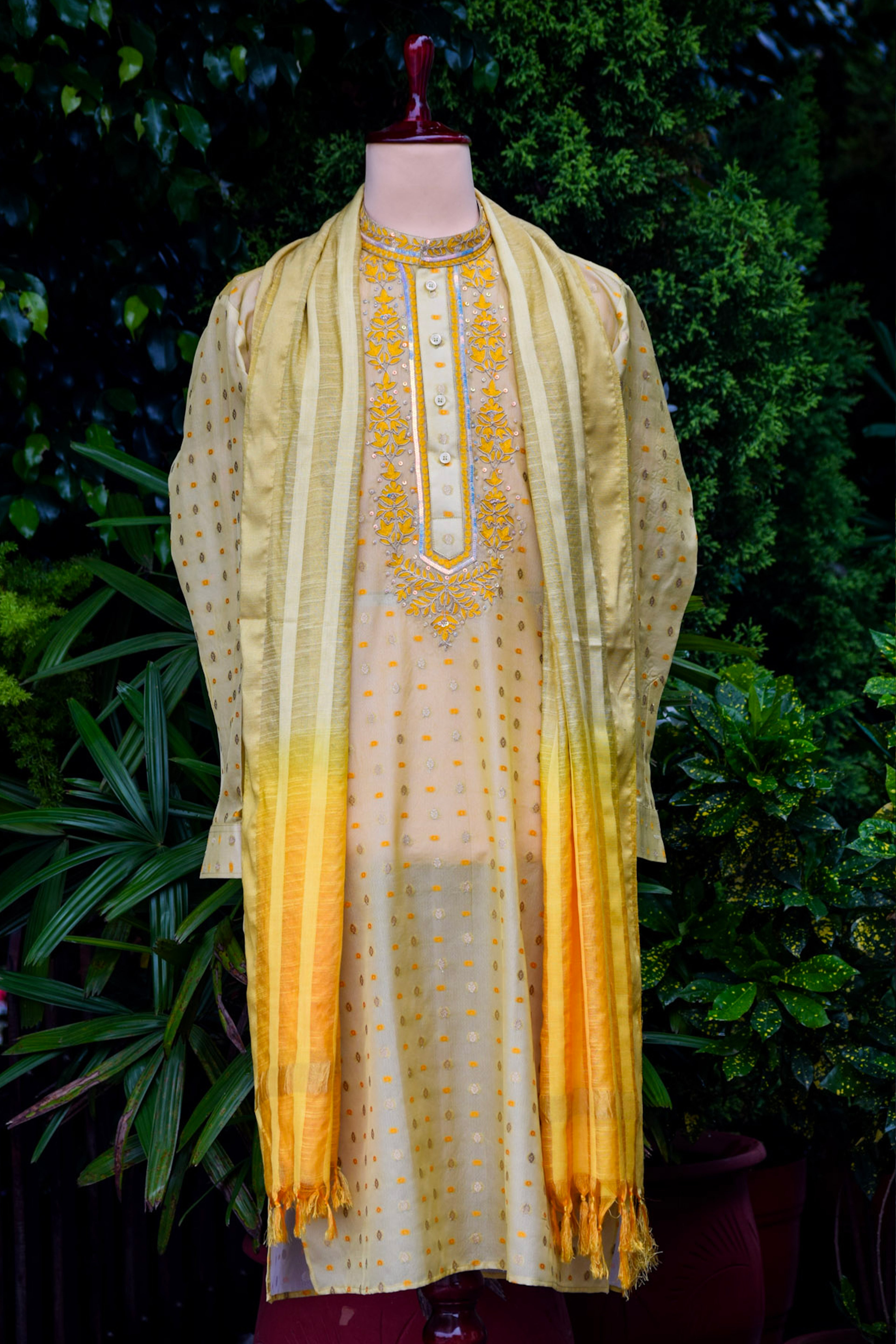 Marigold Kurta Set with Bhagalpuri Silk Dupatta