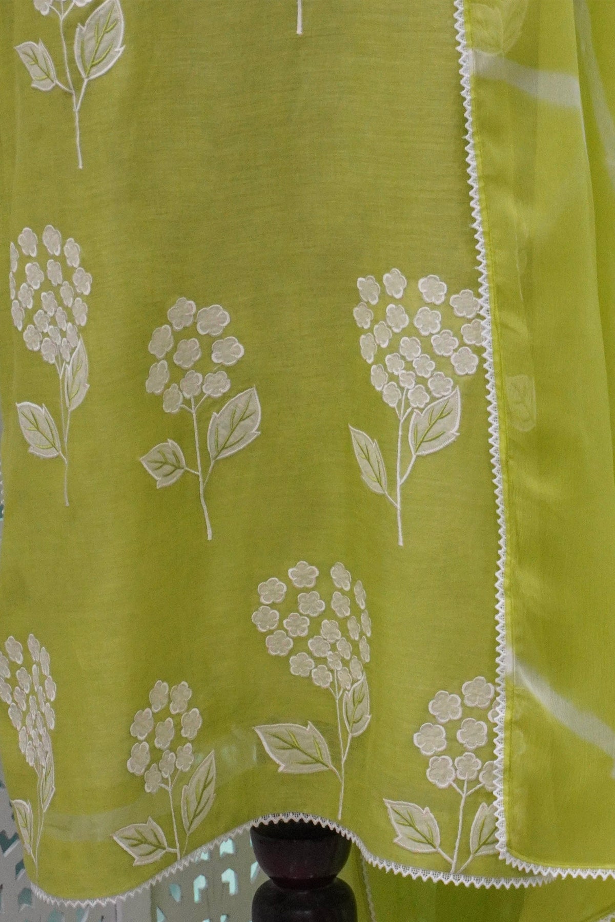 Lime-green three-piece suit set