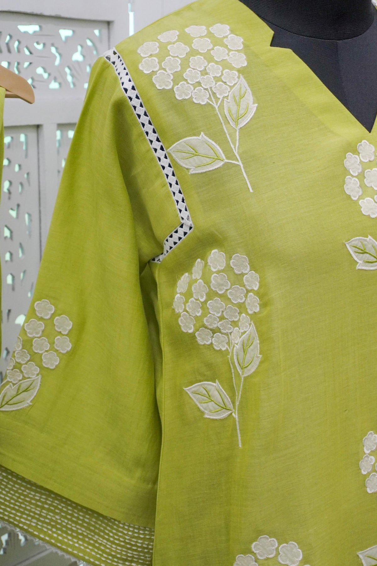Lime-green three-piece suit set