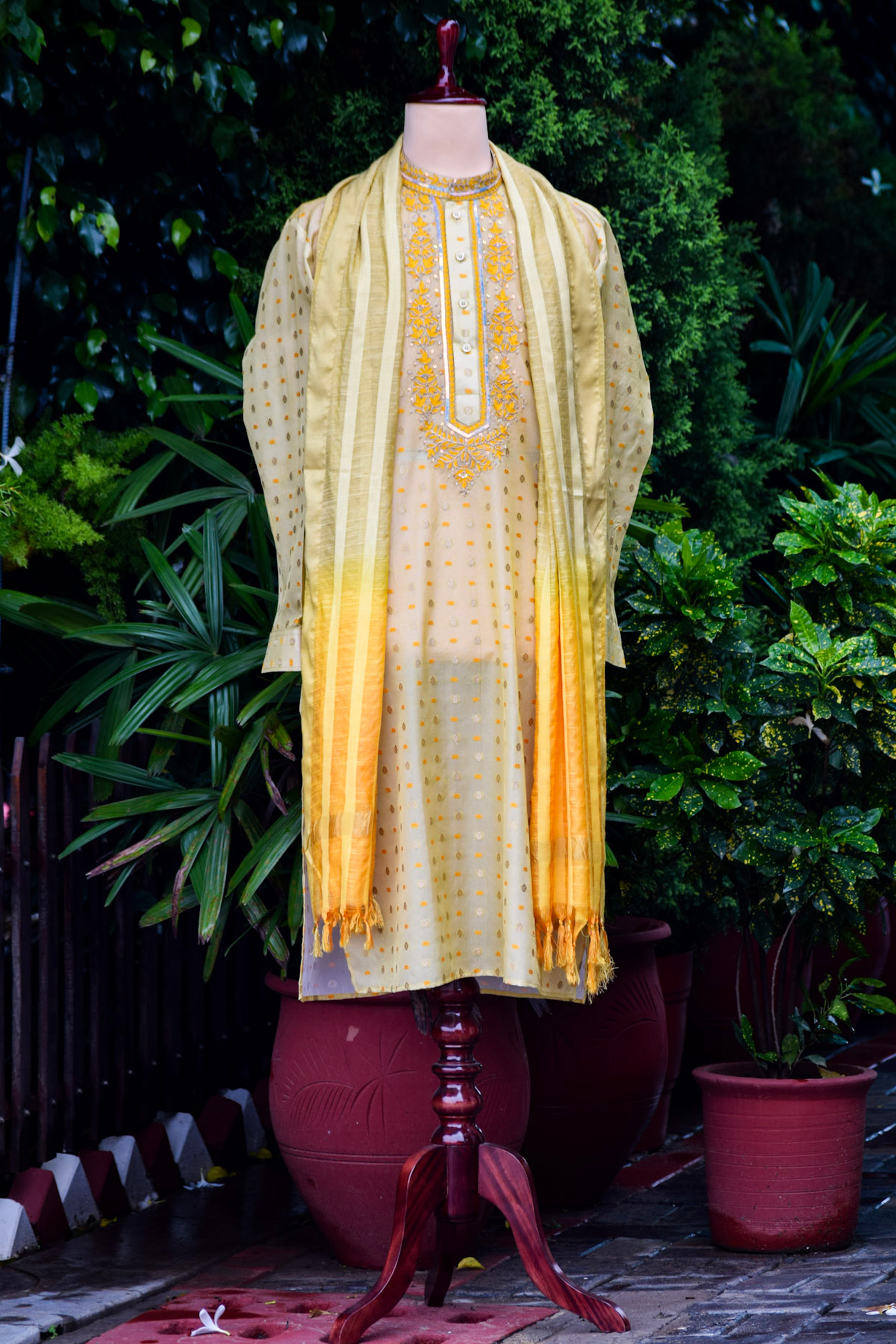 Marigold Kurta Set with Bhagalpuri Silk Dupatta