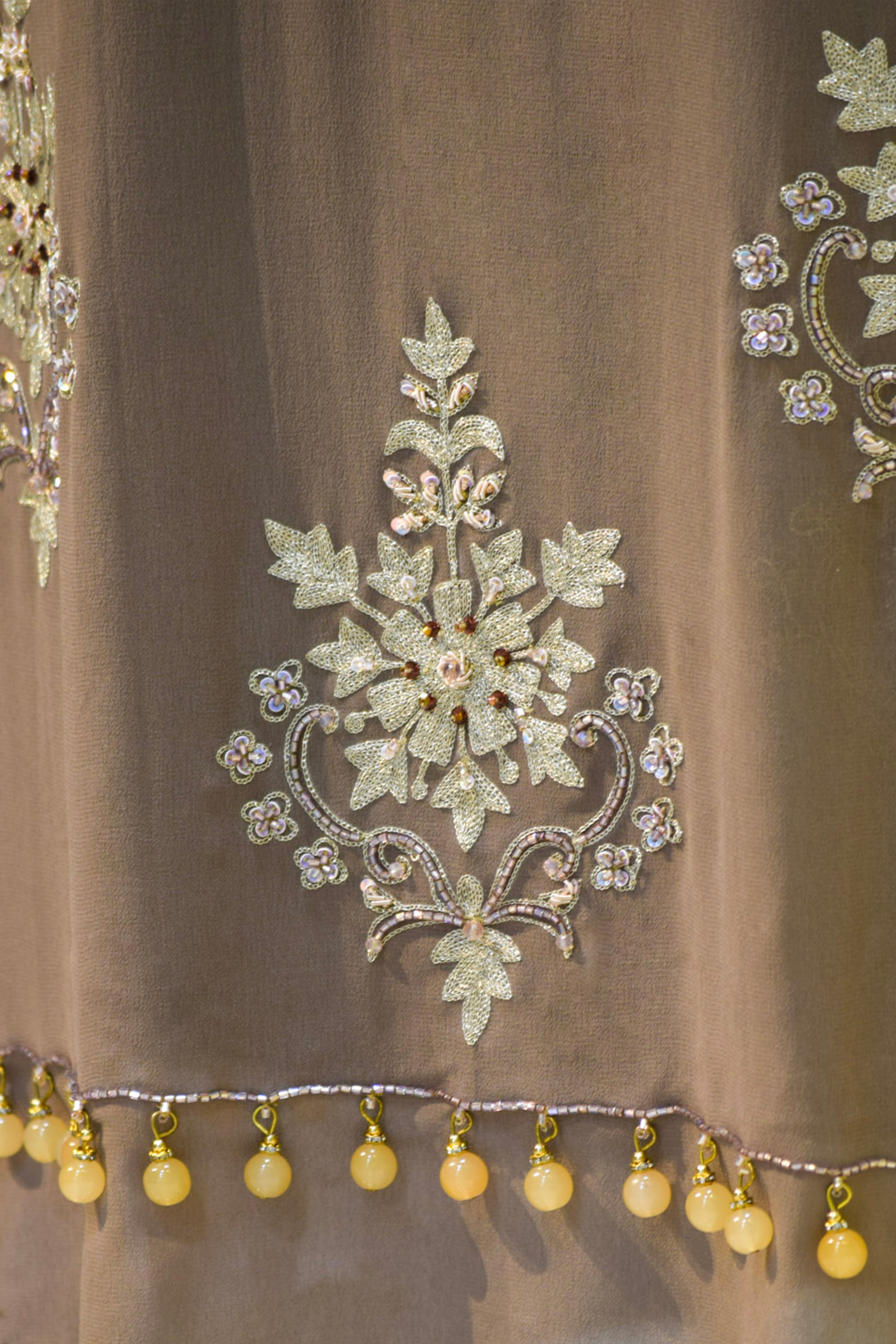 Mocha taupe Embroidered suits.