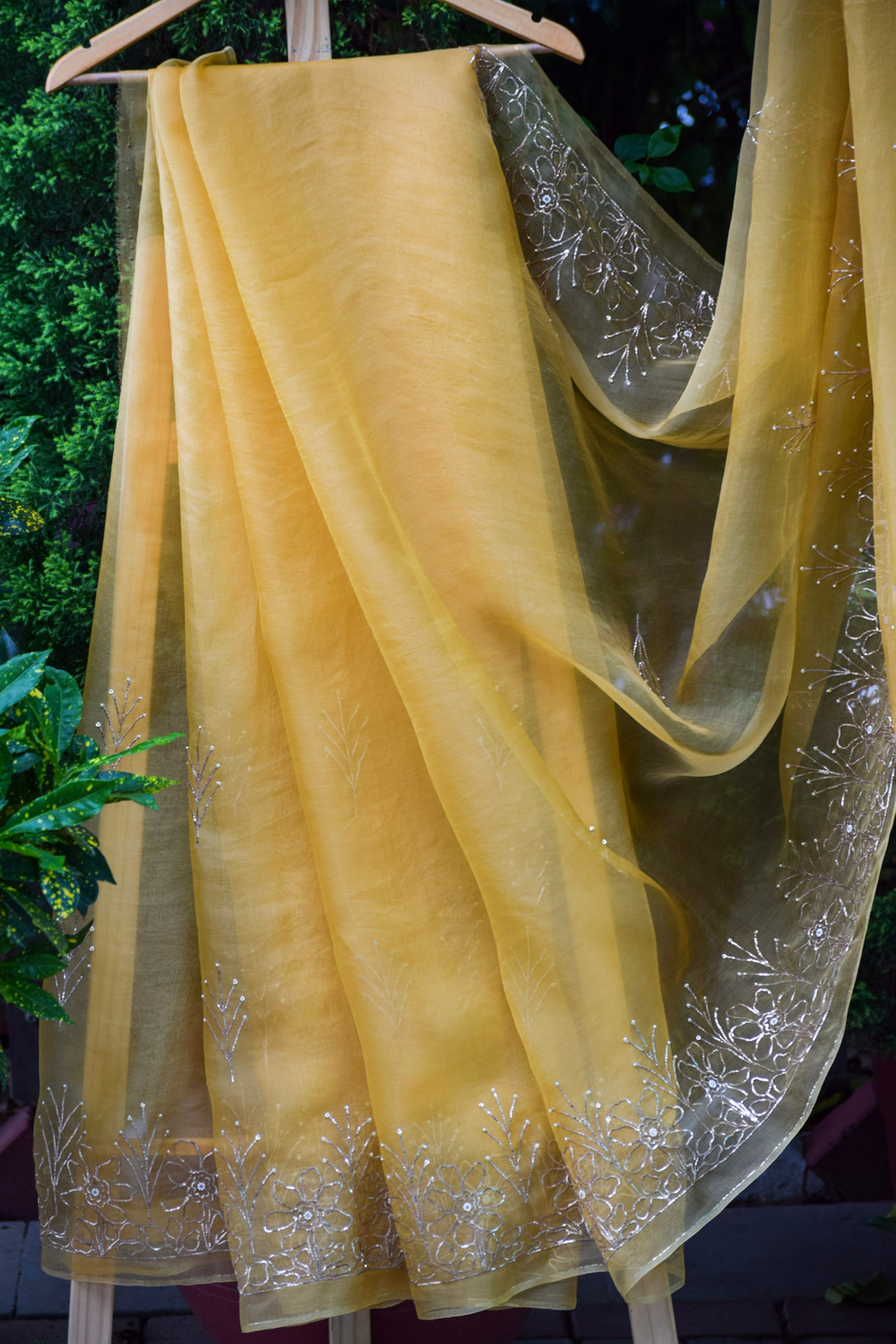 Vasundhara Gold Organza Saree