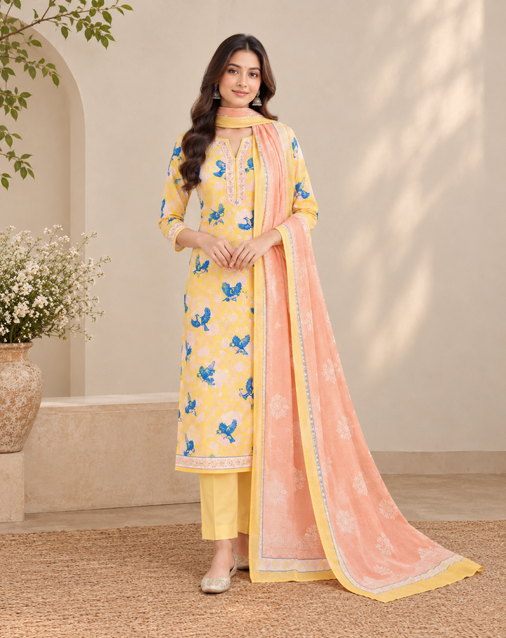Bird with Flowers 3 Pcs Suit Set