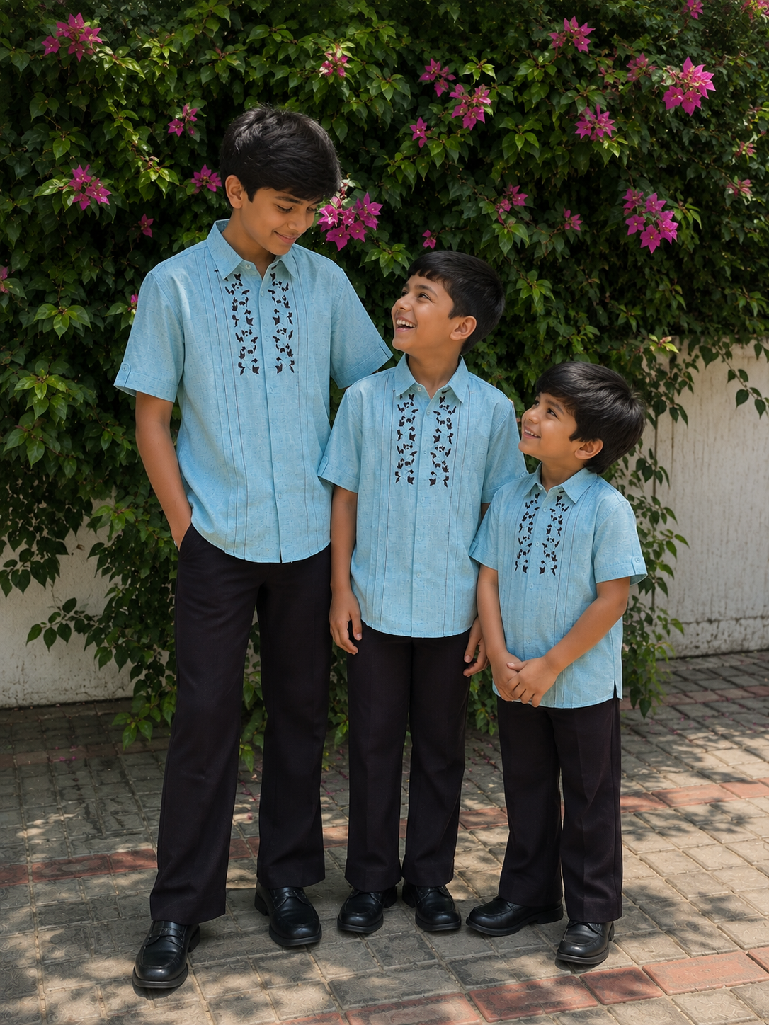 Cotton Shirt & Boot-Cut Pant Set for Kids