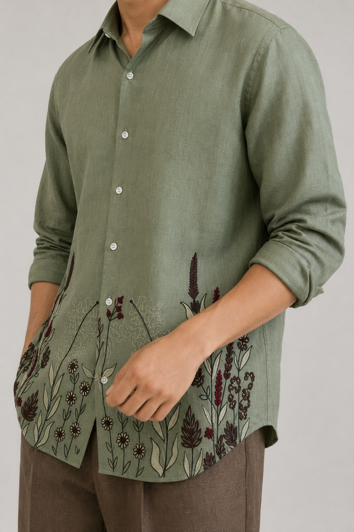 Olive Linen Shirt