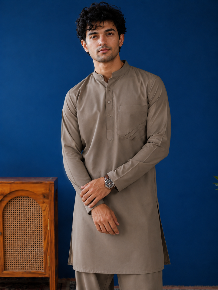 Ash Grey Pathani kurta set