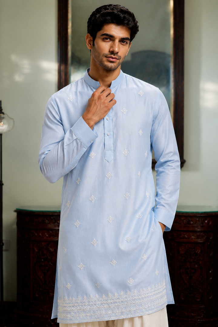 Ice Blue Kurta with Salwar