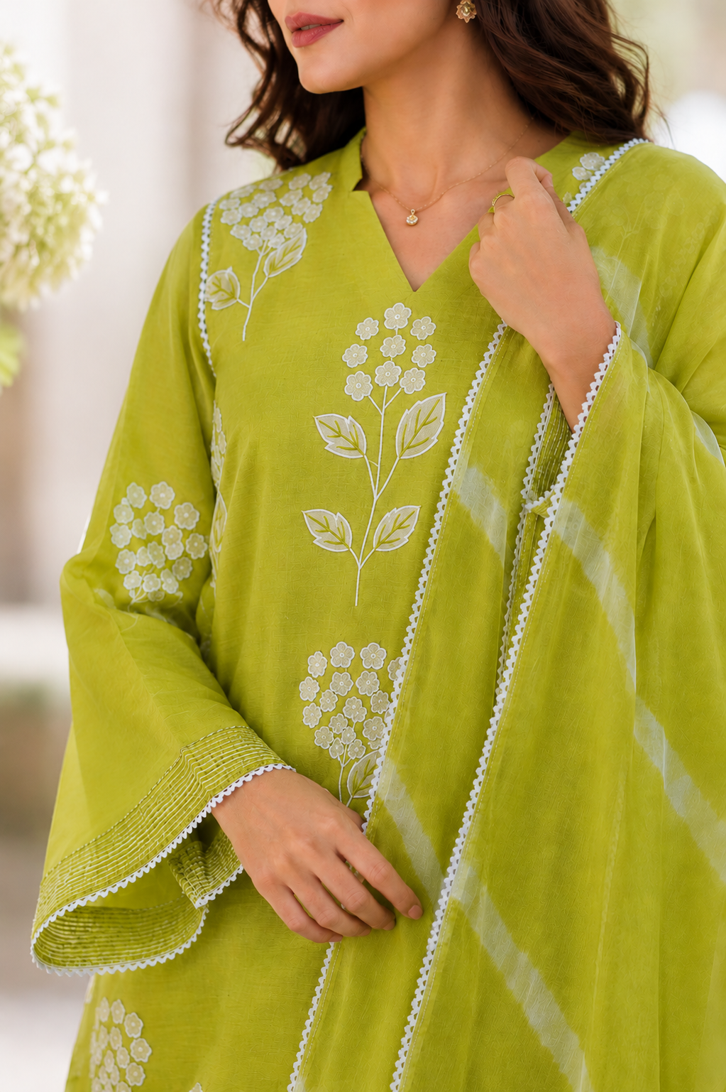 Lime-green three-piece suit set