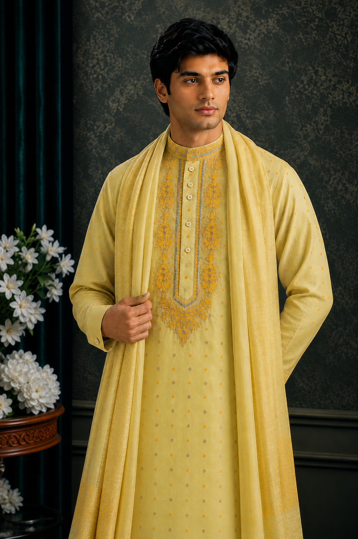Marigold Kurta Set with Bhagalpuri Silk Dupatta