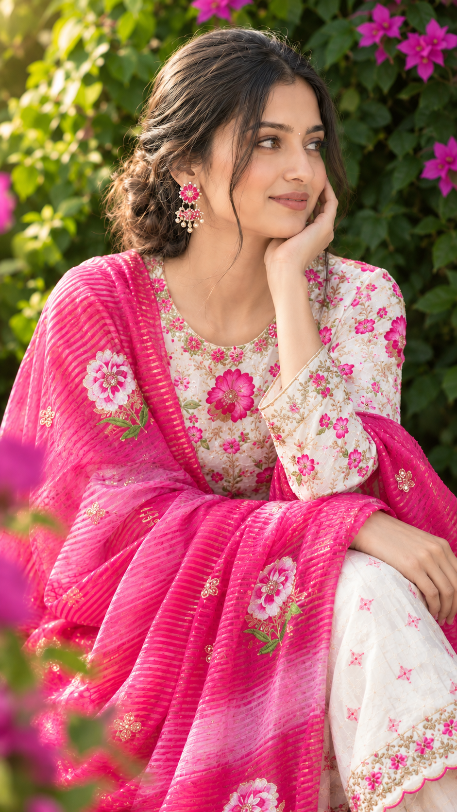 Phoolkari three-piece suit set