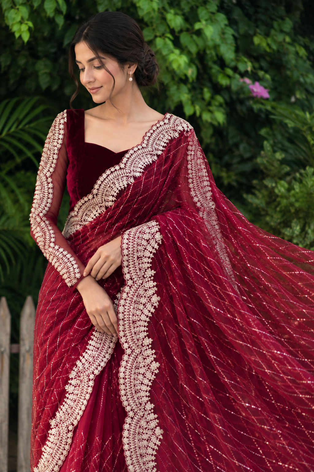 Ambari deep maroon saree