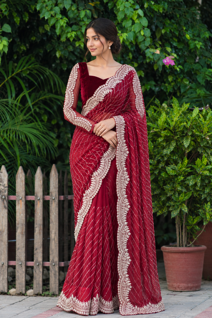 Ambari deep maroon saree