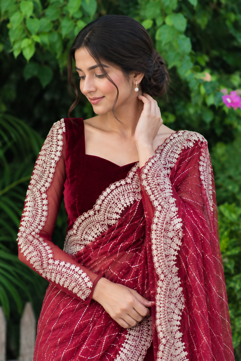 Ambari deep maroon saree