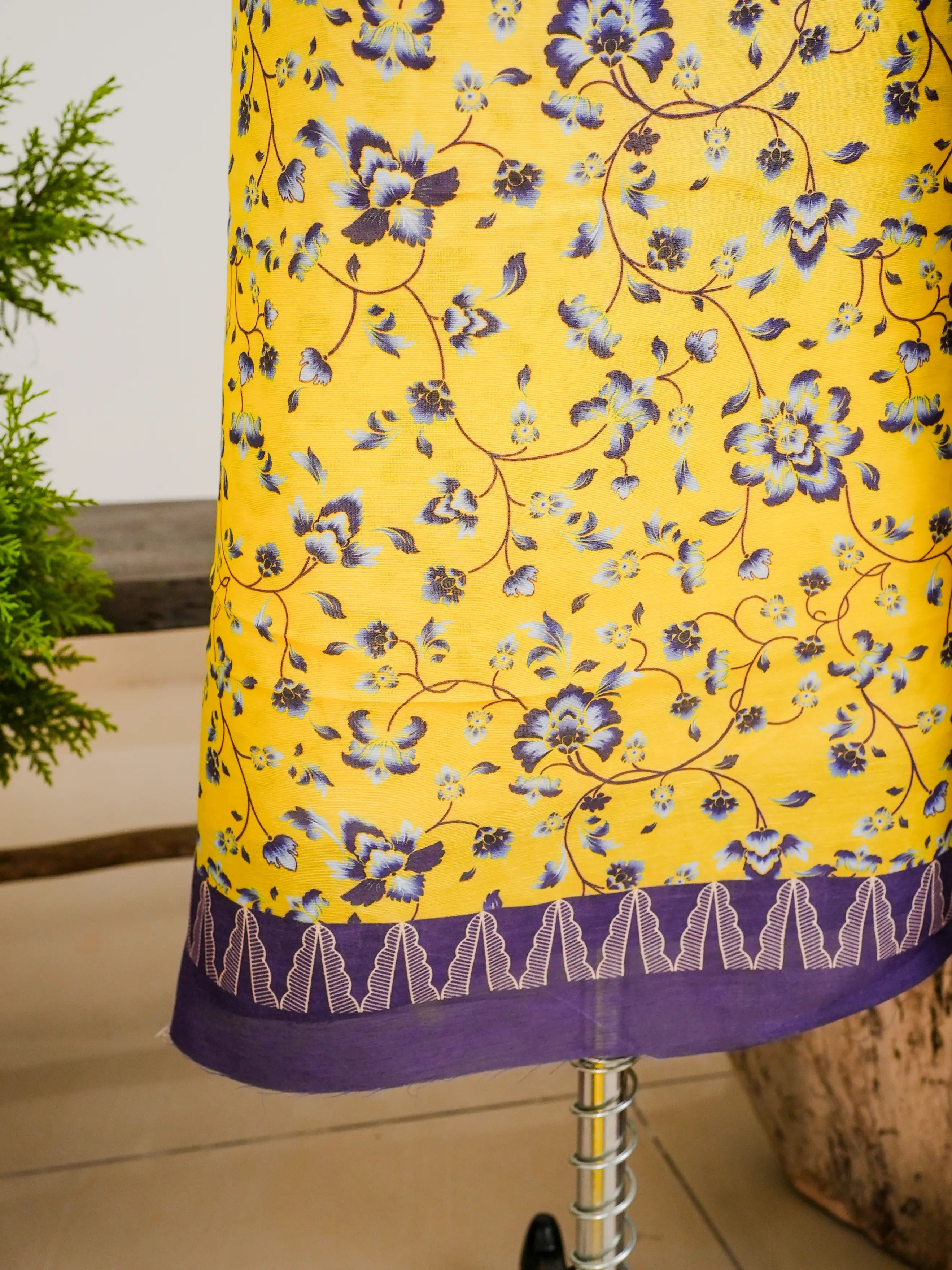 Ombre Floral 3 Pcs Kurta Set - Yellow