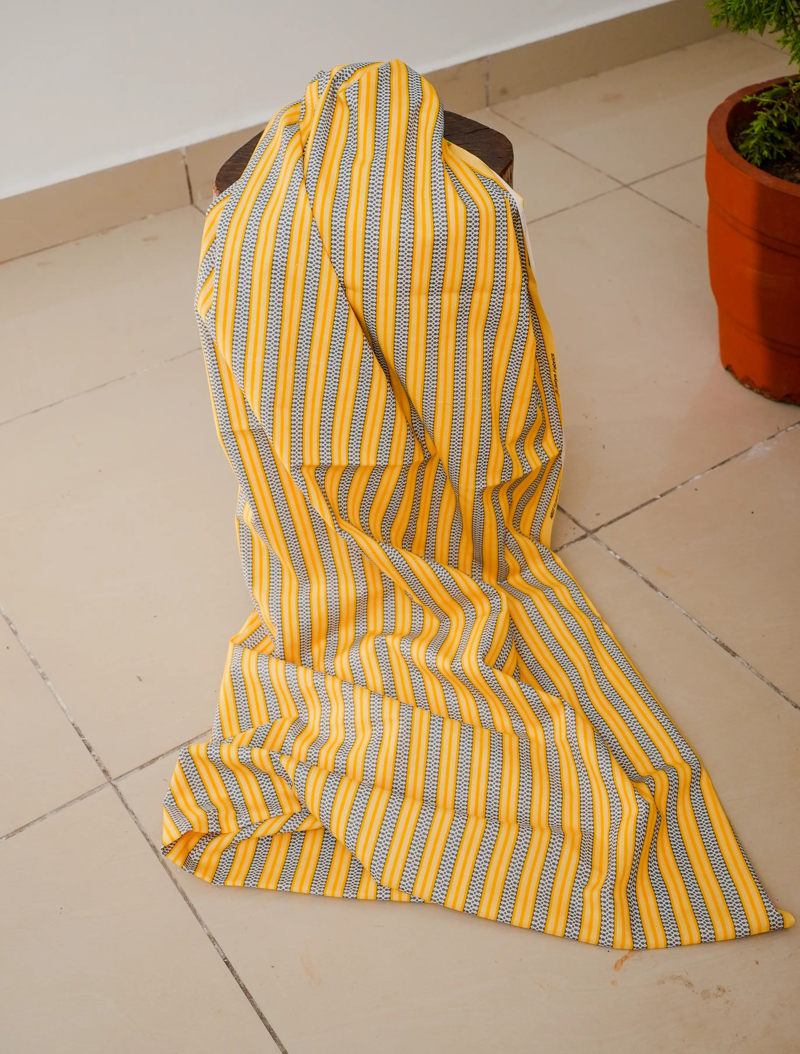 Abstract FLoral 3 Pcs Kurta Set - Yellow