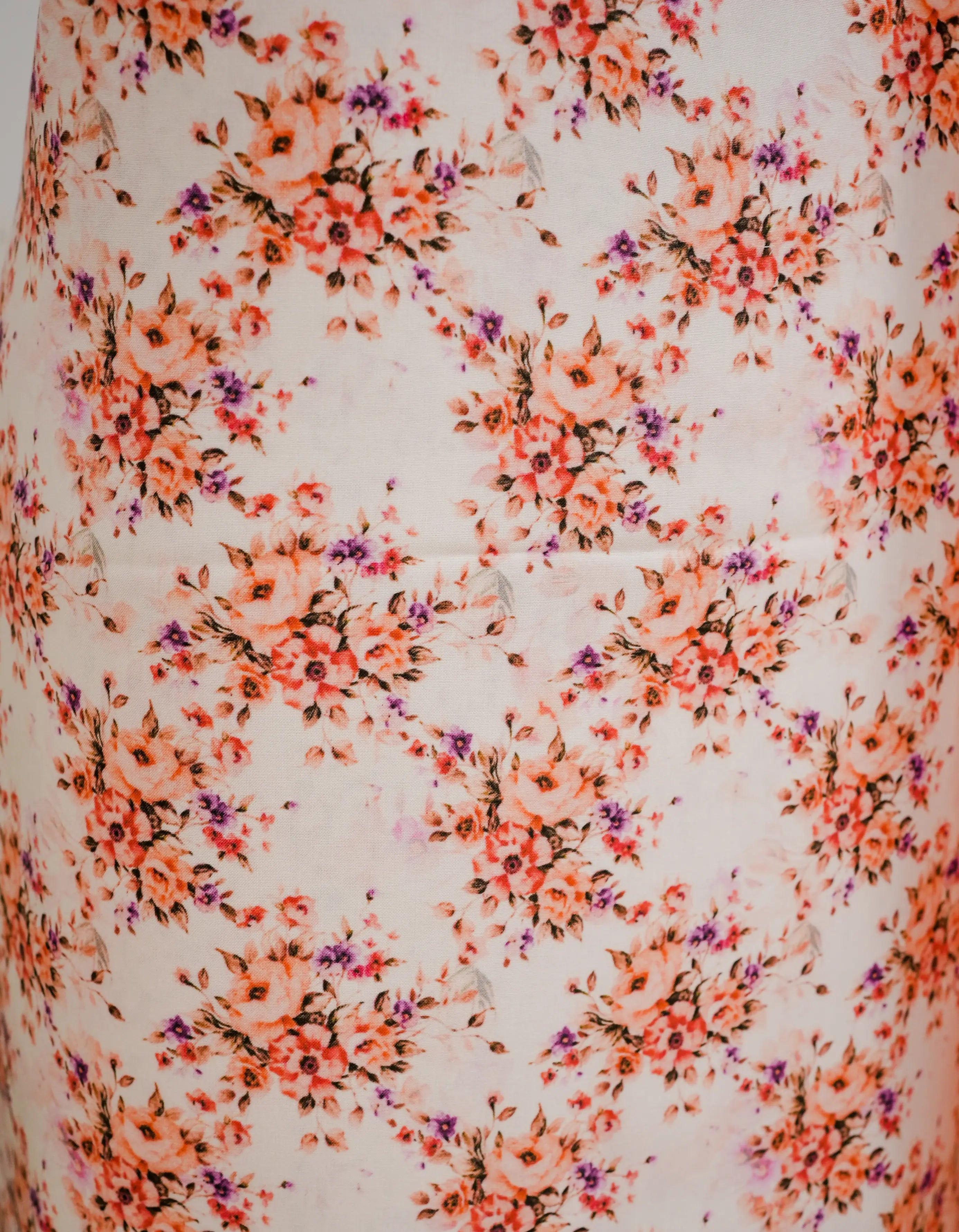 Minimal Florals 3 Pcs Kurta Set - Peach