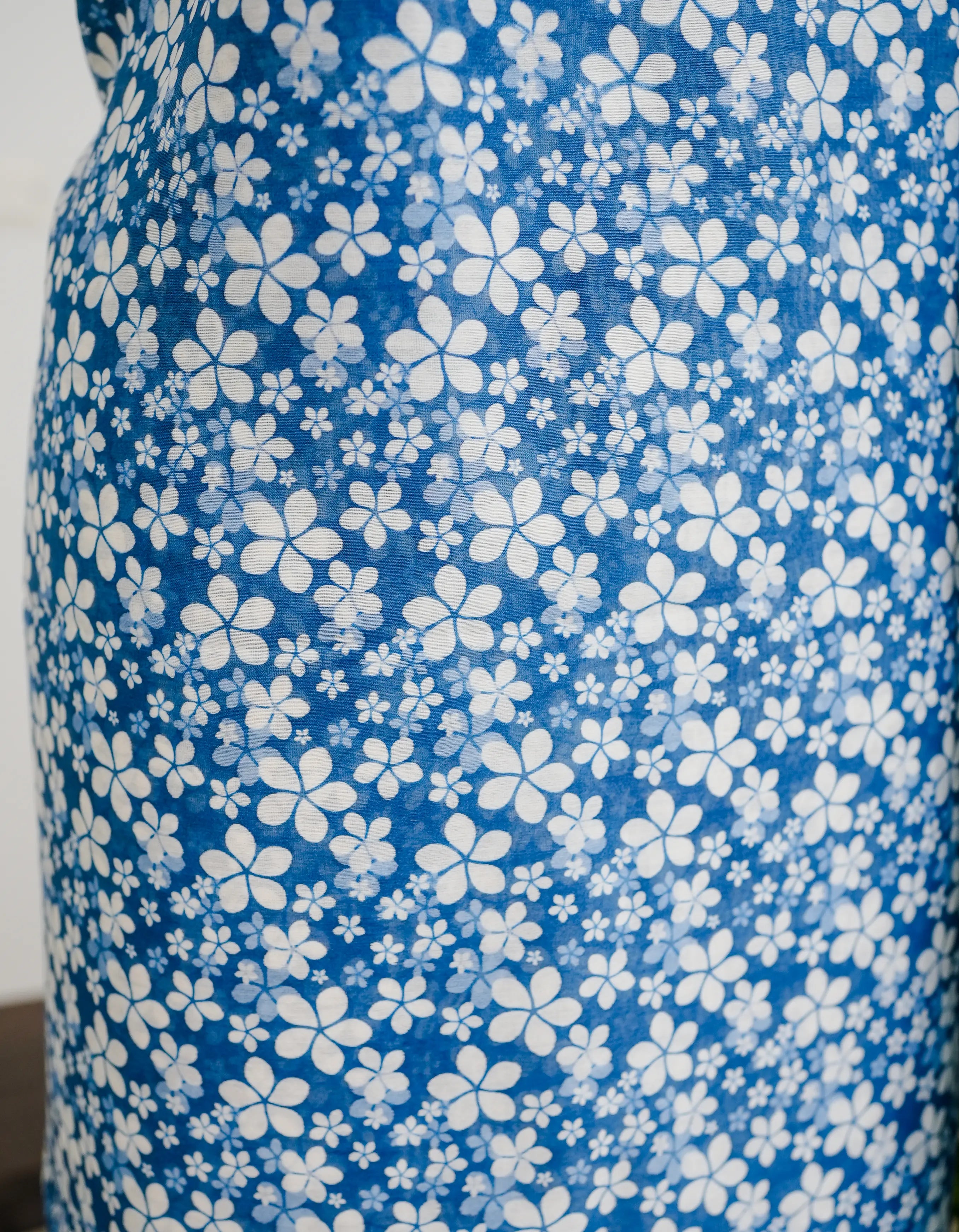 Blue White Flower 3 Pcs Kurta Set