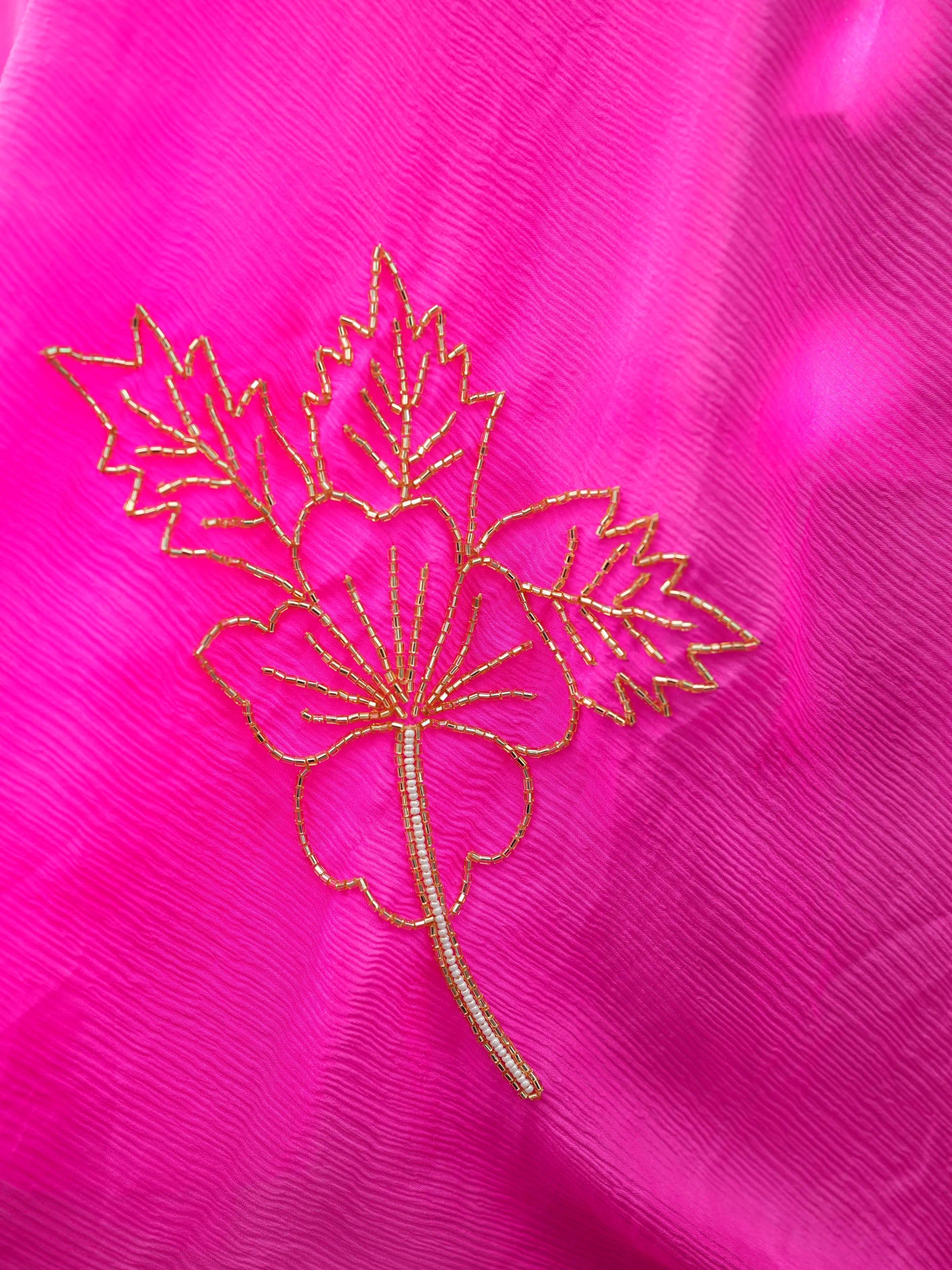 Chinnon saree,blouse-pure crepe