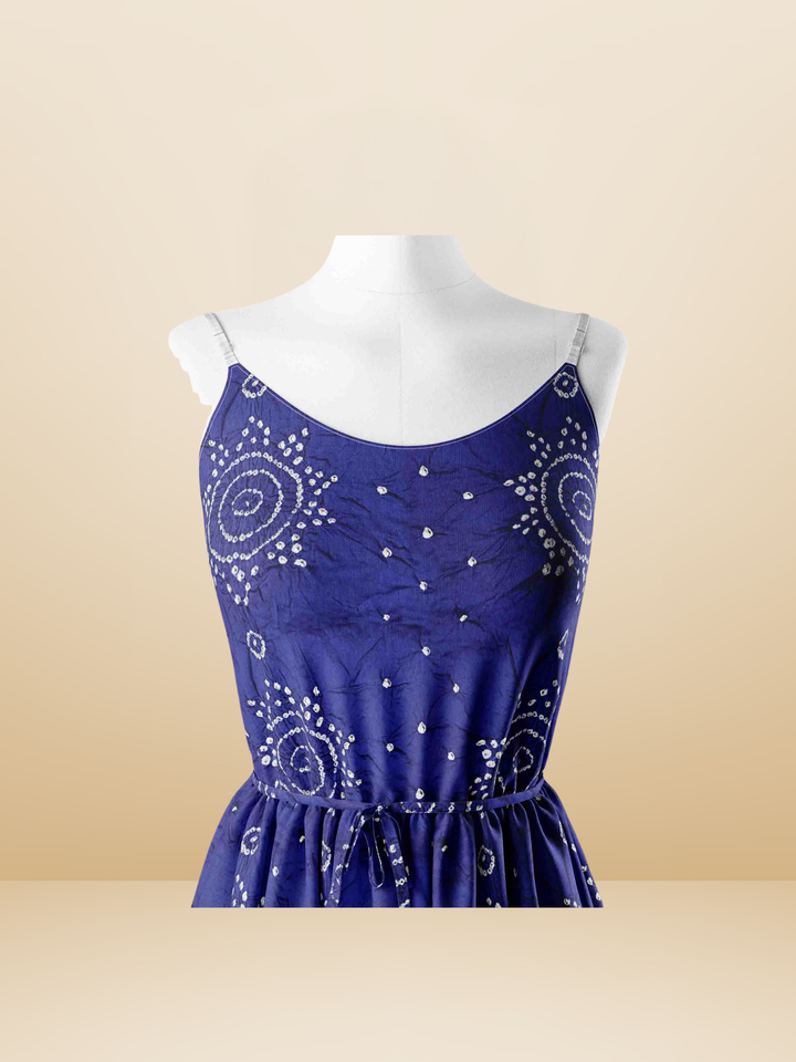 Royal blue bandhani Dress - Cotton Blend