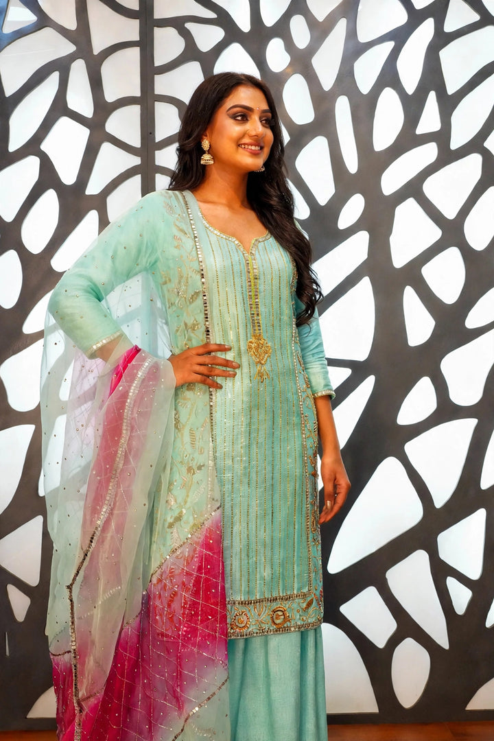 Pallavi Unstitched Three-Piece Set